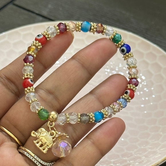 Jewelry - Colorful Beaded Bracelet with Elephant Charm